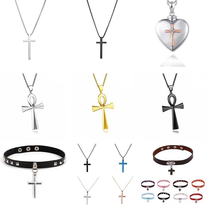 

Chains Christ Baroque Cross Pendant Necklace Vintage Bohemian 1980 Gothic, Silver