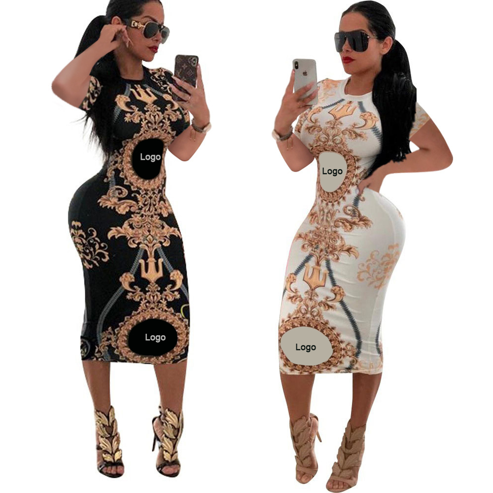 

Summer Women Designer Casual Dresses Short Sleeve O Neck Bodycon Sexy Party Club Elegant Midi Dress, 2619-2