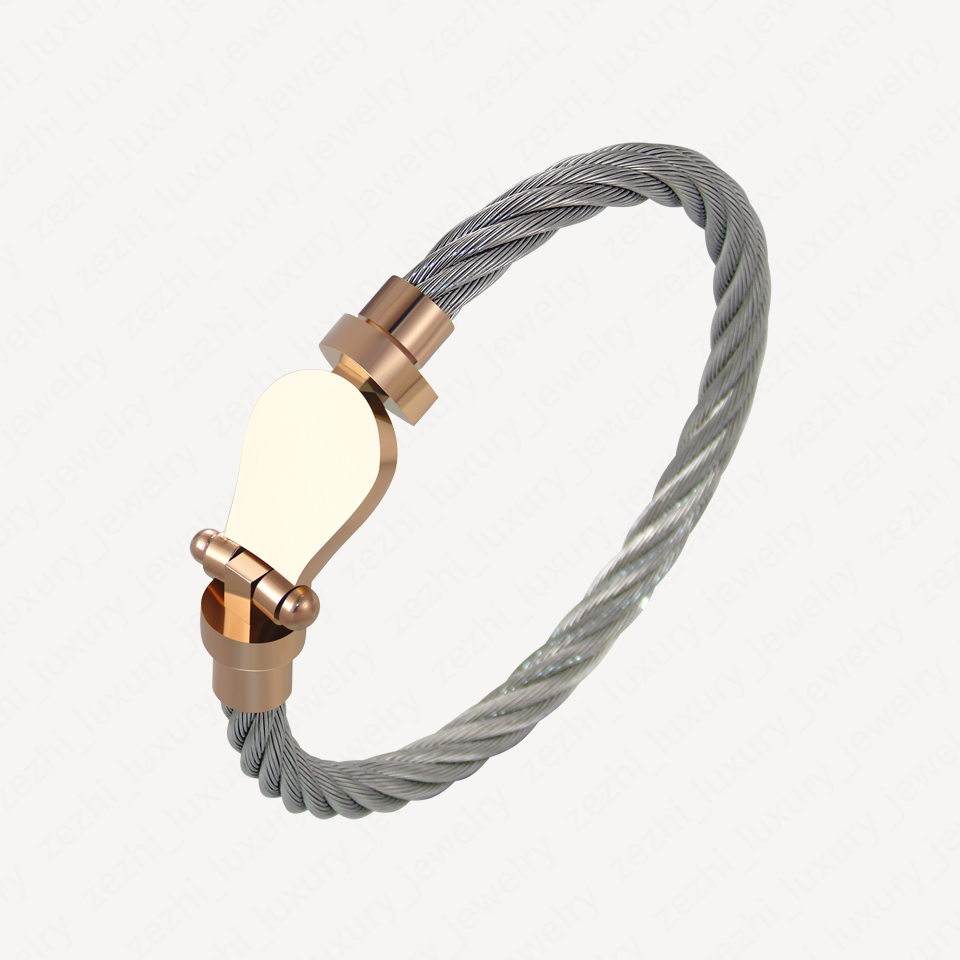 Bracelet à breloques à la mode Corde métallique en acier inoxydable Boucle magnétique Bracelets en fer à cheval Tête en forme de U Micro Bracelet