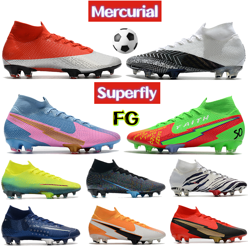 

Newest Mercurial Superfly 7 Elite FG soccer cleats Shoes leather black white Lemon Venom blue void faith Korea football boots mens designer sneakers, Bubble wrap packaging