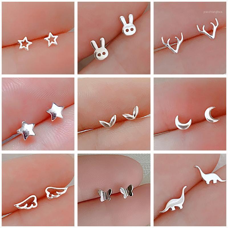

Stud Cute Dinosaur Tiny Mini Earring For Women Cat Deer Crown Moon Star Heart Flower Animal Girl Teen Lady Jewelry Wholesale, Golden;silver