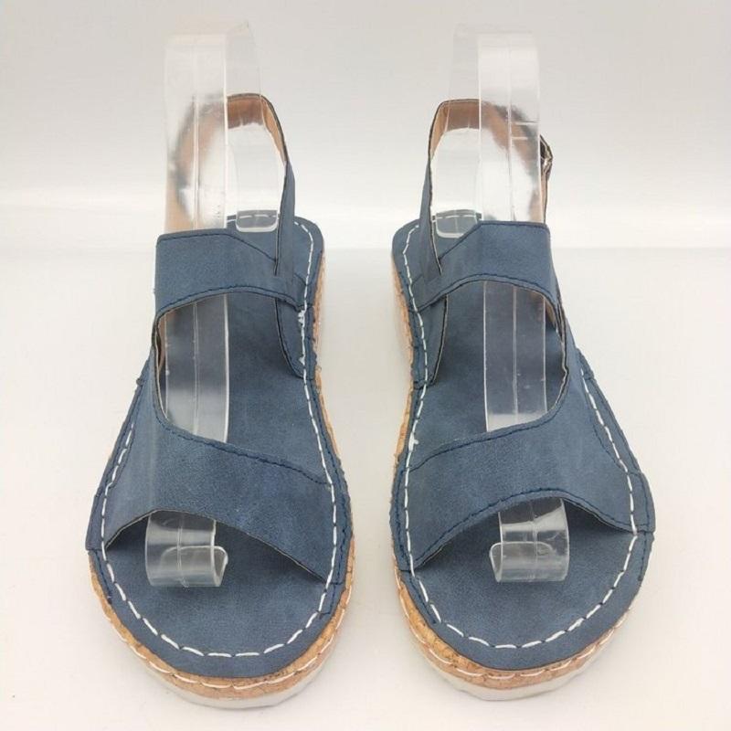 

designer Sandals Women Summer Fashion Women's 2021 Solid Color Round Head Comfortable Open Toe Rubber Platform Shoes, Navy