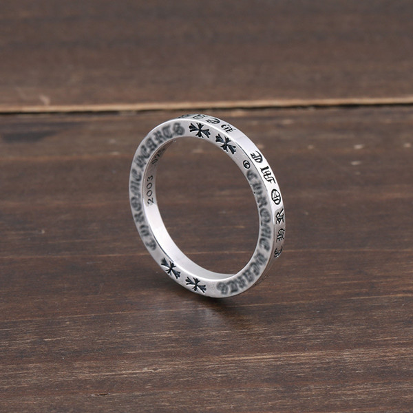Handmade 925 sterling silver crosses mouth band rings with letters American European designer antique punk gothic luxury jewelry accessories-image-676343419
