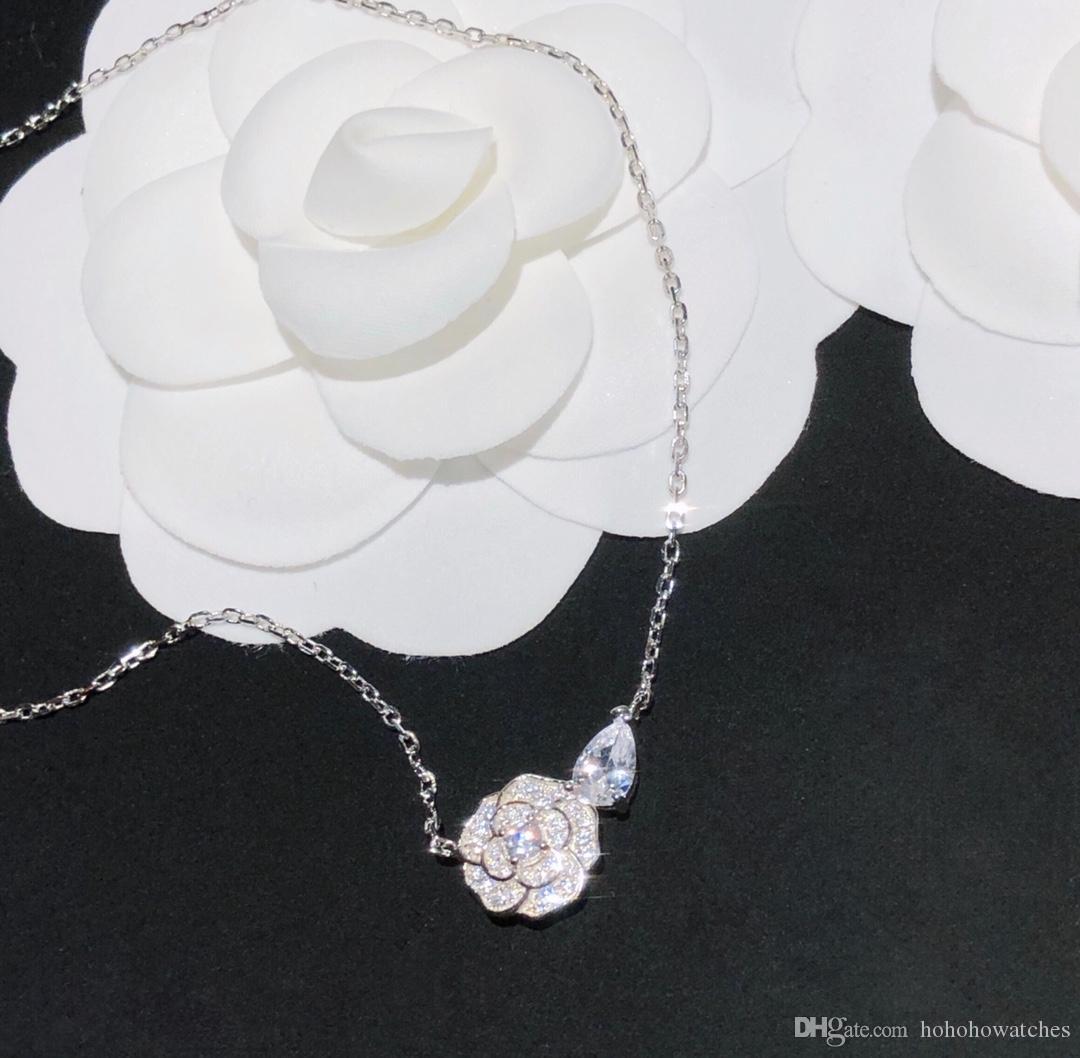 

Luxury designer jewelry womens Necklaces Pendants camelia precieux diamond double letters C fashion with original box Sterling Silver