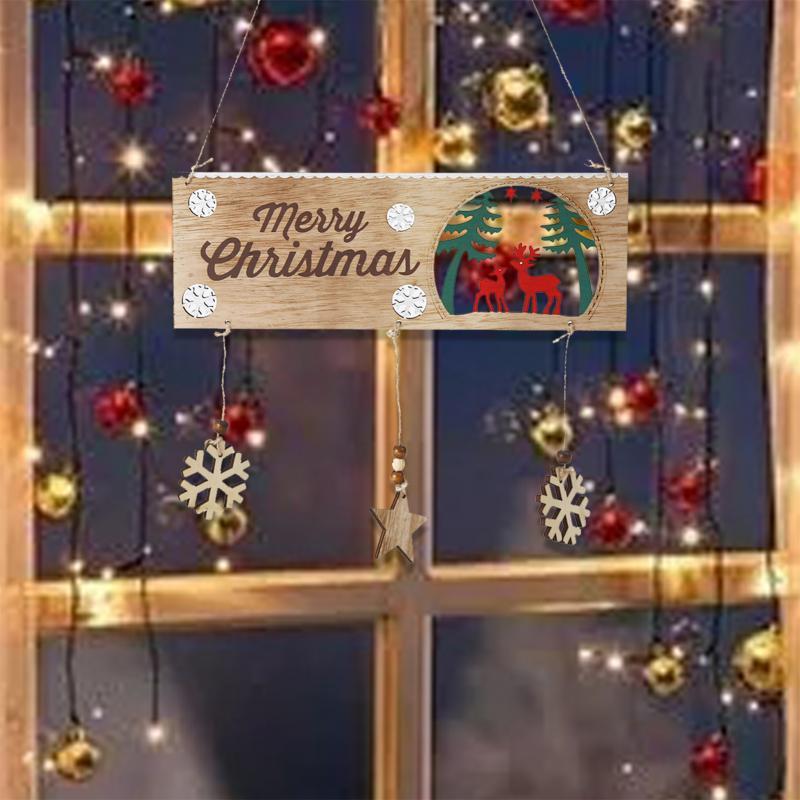 

Christmas Decorations Door/ Window/yard Sign Xmas Tree Decor Wooden Wall Plaque Hanging Door Decoration For 2021 Year Ornament