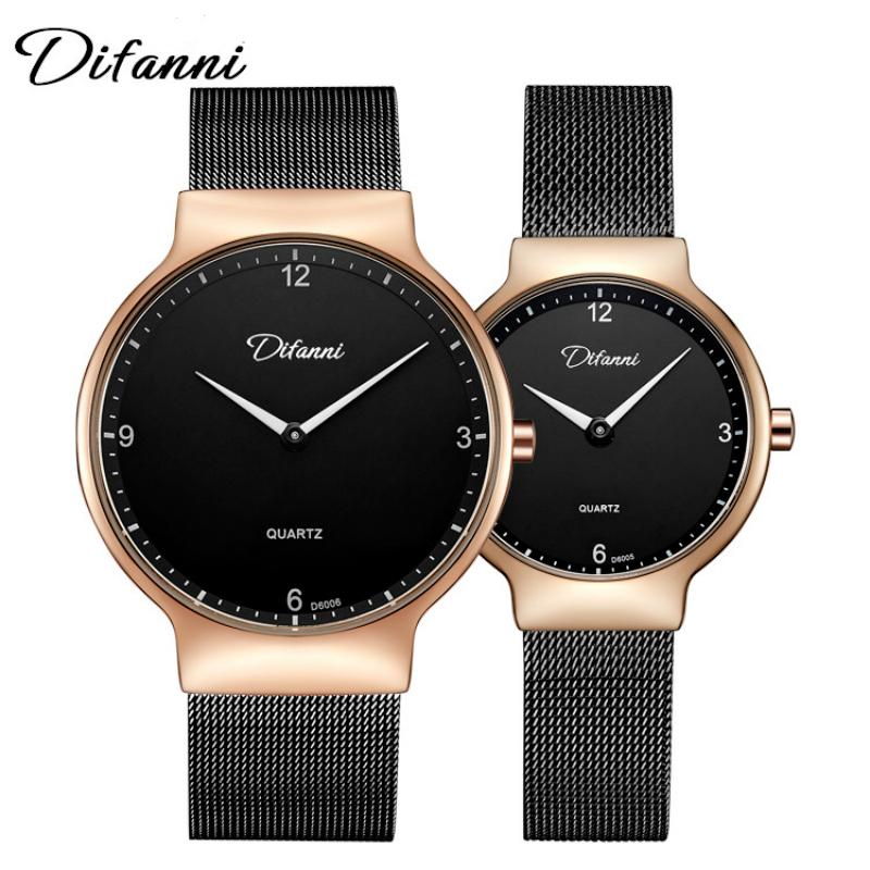 

Top DIFANNI Couple Watches Men Women Quartz Watch Casual Slim Mesh Steel Waterproof Sport Relogio Masculino Wristwatches, Slivery;brown
