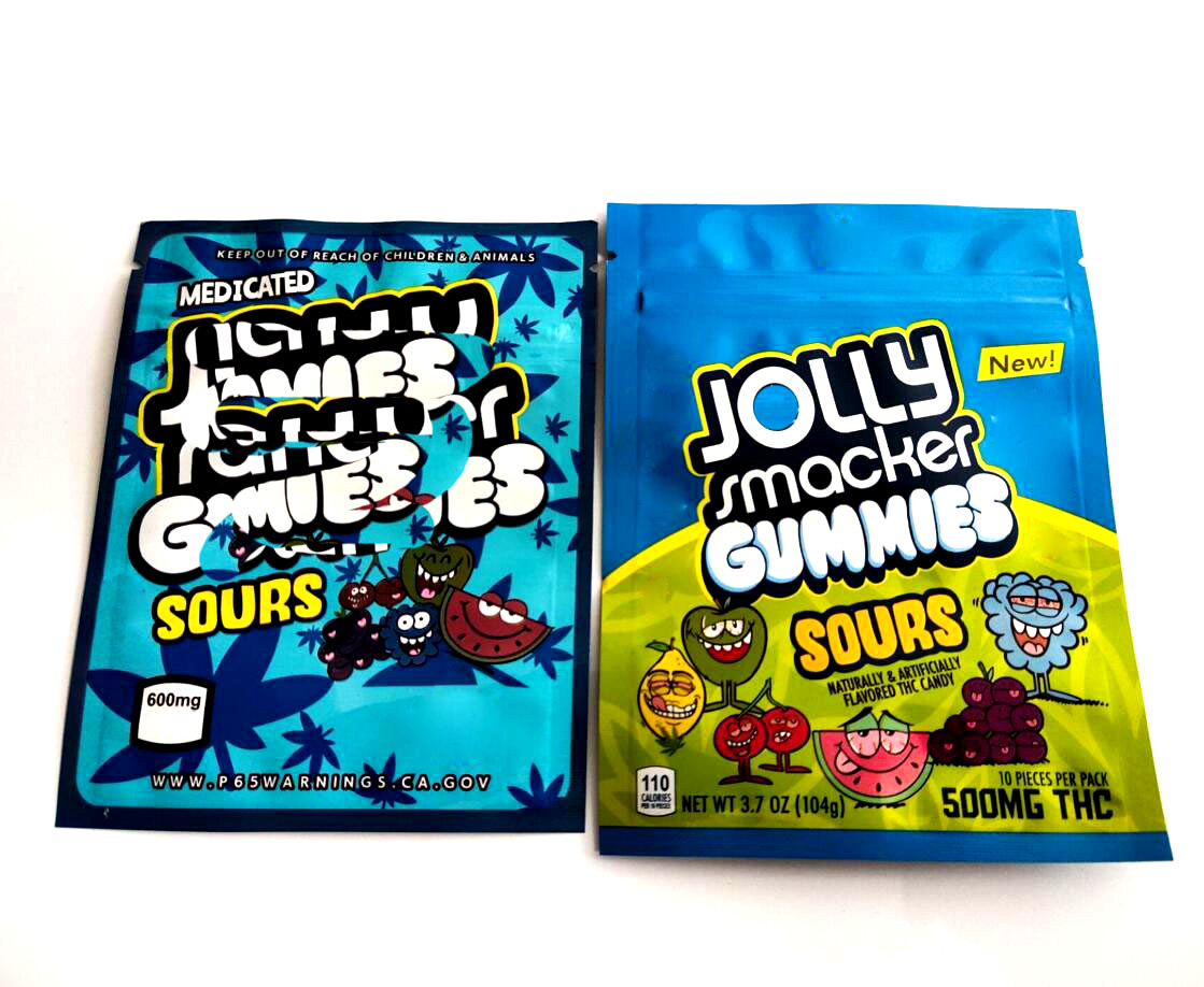 

JOLLY rancher GUMMIES SOURS Bag 600mg Sour Resealable 2021 Edibles Package Mylar Bags JOLLY Rancher
