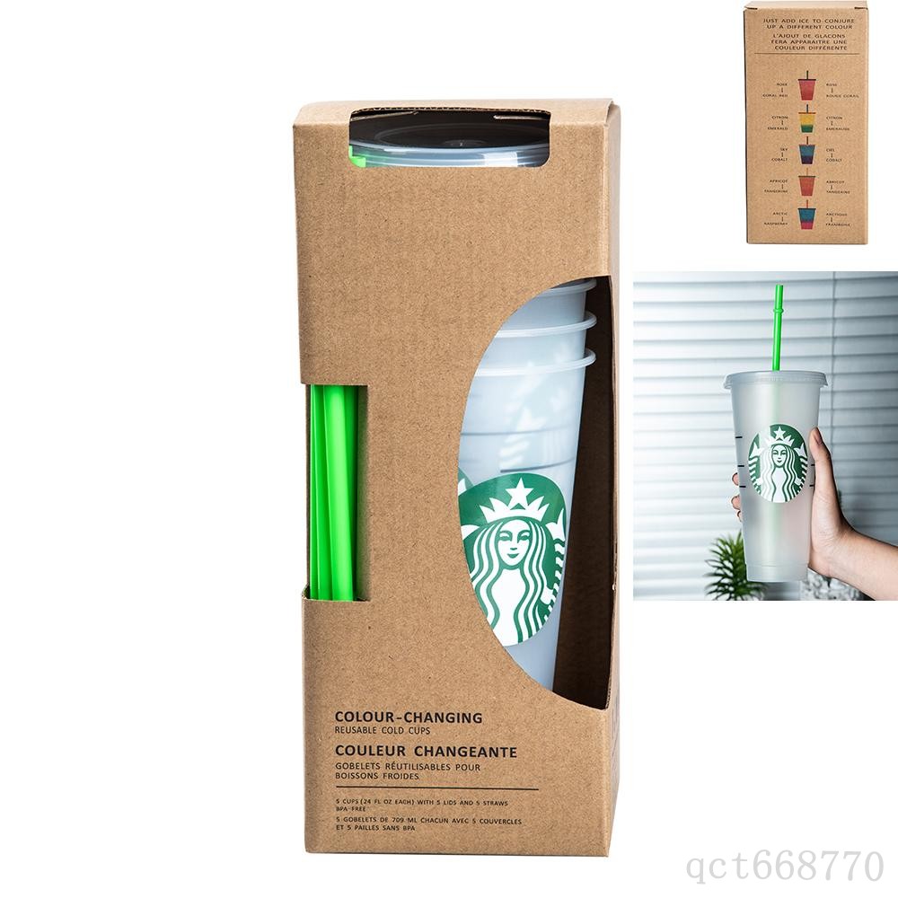 

24OZ Transparent plastic cups Juice cups that do not change color Reusable beverage cup Starbucks cups with lids and straws Coffe, White
