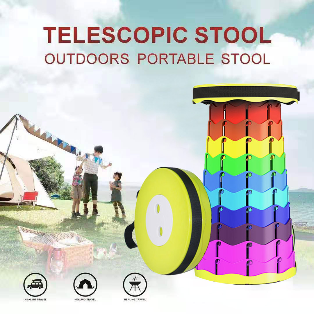 

Telescopic Stool Rainbow Folding Chair Portable Retractable Lightweight Camping Sturdy Stools for Traveling Hiking BBQ Picnic