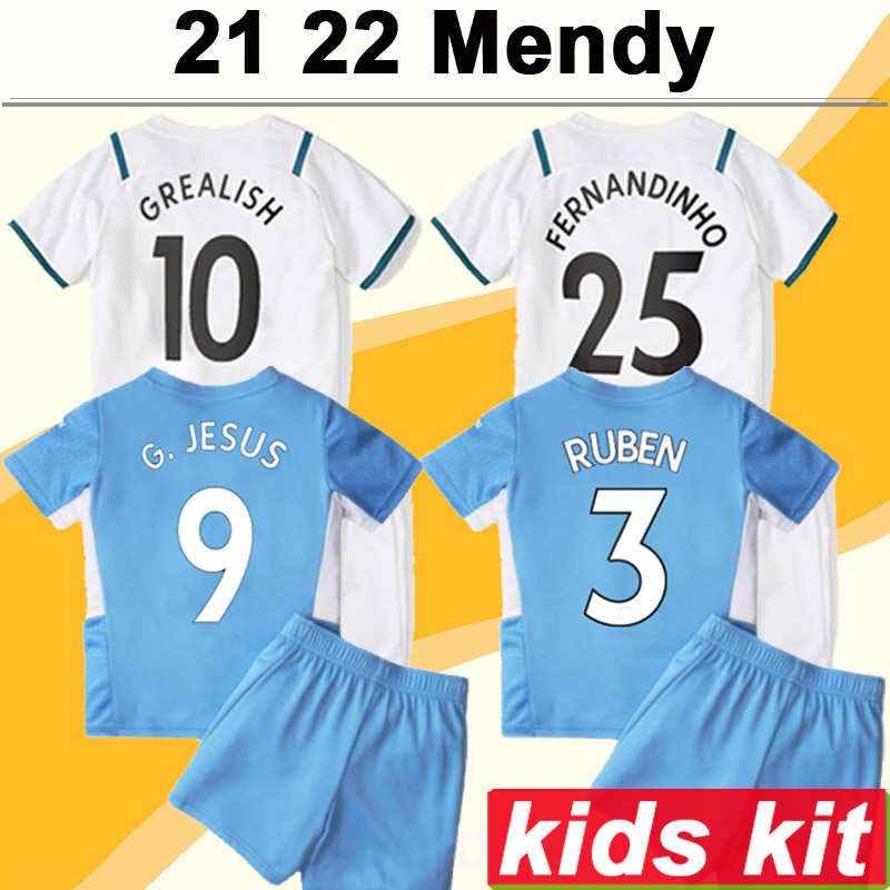 

21 22 STERLING DE BRUYNE MENDY Kids Kit Soccer Jerseys RODRIGO BERNARDO FERNANDINHO Child Football Shirts MENDY Short Sleeve, Tz1669 21 22 home no sokcs