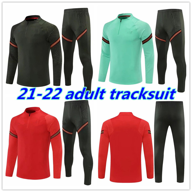 

21 22 adult tracksuits Mens soccer training 2021 2022 football suit jogging tracksuit chandal futbol survetement foot jacket, Black