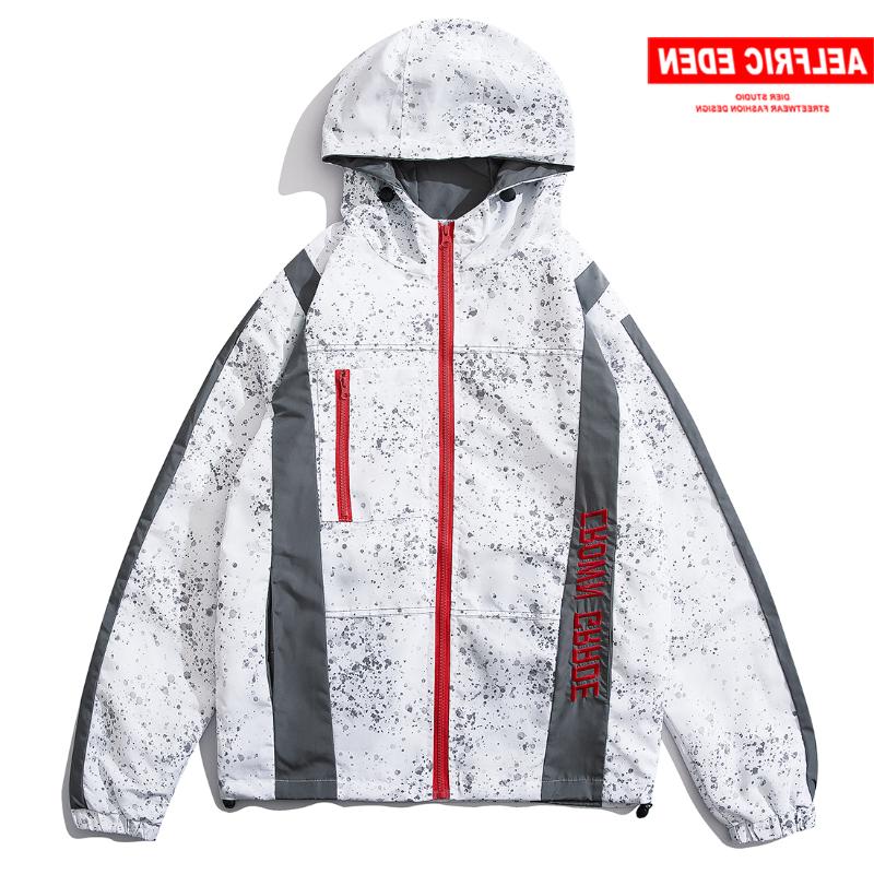 

Men's Trench Coats Letter Printed Men Jacket Color Block Patchwork Harajuku Fashion Windbreaker Hip Hop Casual Streetwear, White