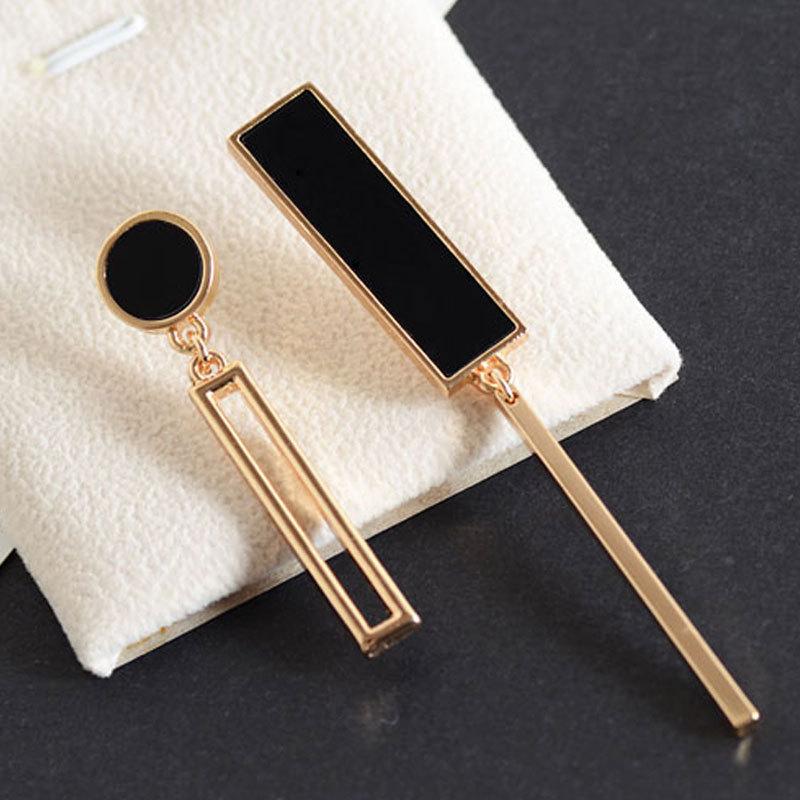 

Dangle & Chandelier Korean Statement Earrings 2021 Big Black Gold Color Round Square Geometric Metal Drop Jewelry For Women
