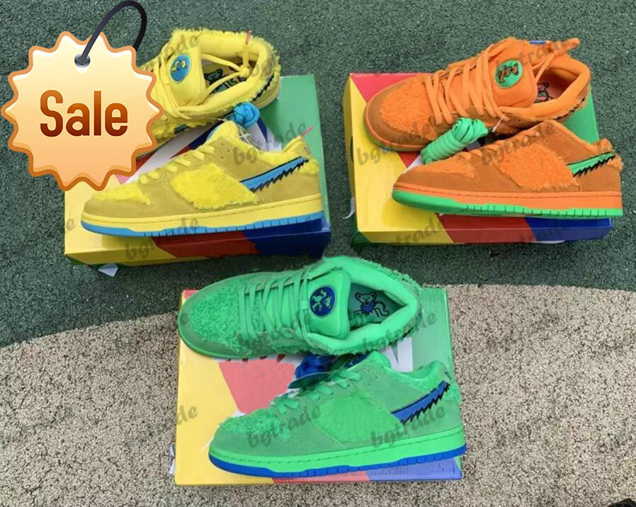 

2022 Grateful Dead x SB low Designer Skateboard Shoes QS Orange Green Yellow Blue Pink Three little dancing Bear Pack Trainers casual Sneakers