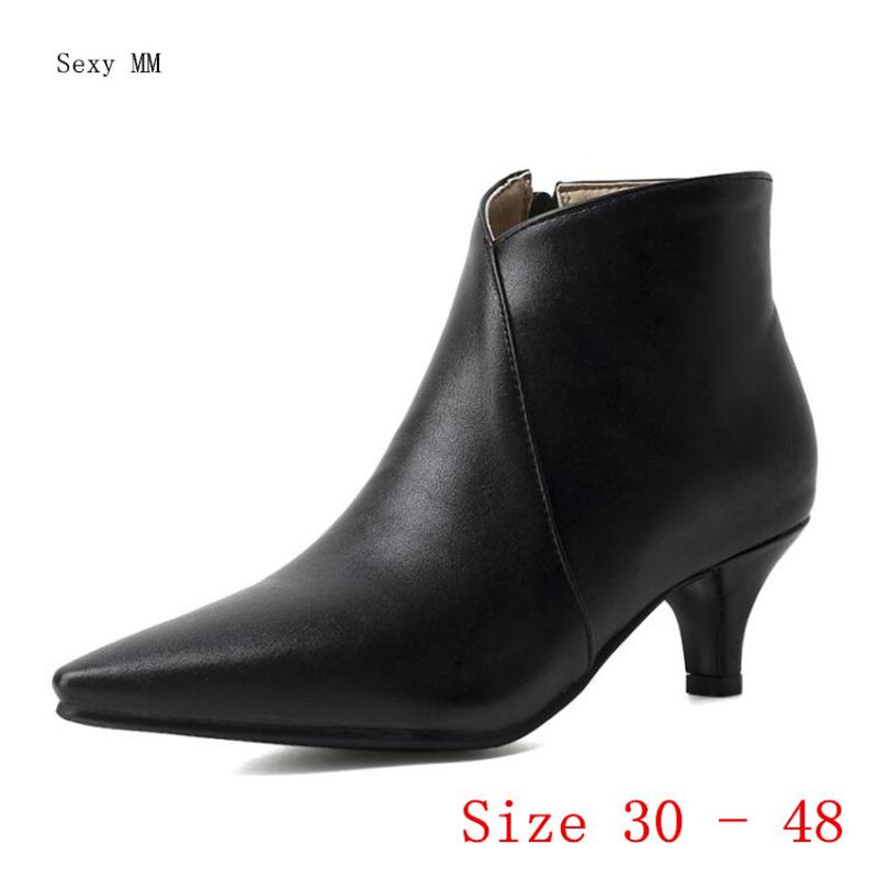 

Boots Spring Autumn High Heels Women Ankle Woman Short Heel Shoes Small Plus Size 30 - 40 41 42 43 44 45 46 47 48, Black