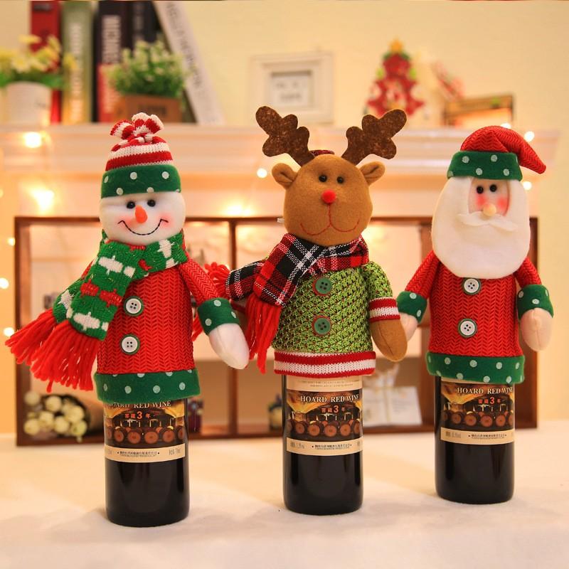 

Christmas Decorations For Home Santa Claus Snowman Wine Bottle Dust Cover Year 2022 Dinner Table Decor Noel 2021 Xmas Gift