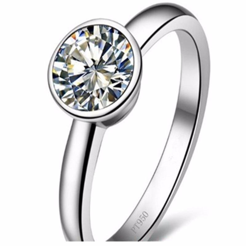 

Cluster Rings Test Positive! 1CT Solitaire Moissanite Ring Women Engagement Sterling Silver Jewelry Brand Excellent Round Cut