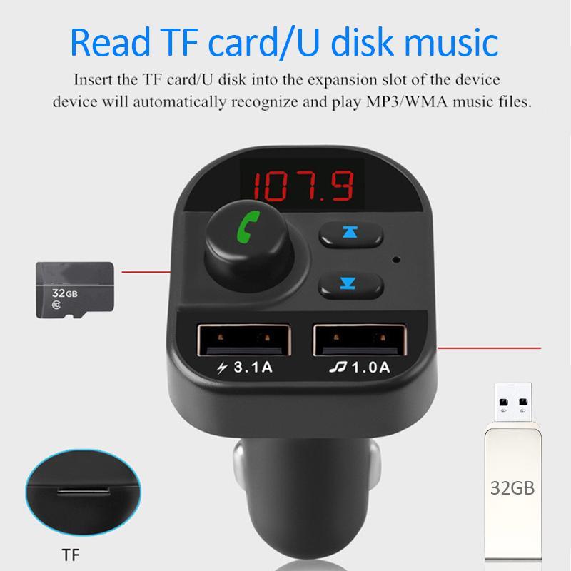

Kit Handsfree Car Wireless Bluetooth FM Transmitter MP3 Radio 2 USB Charger Car Accessories Handsfree