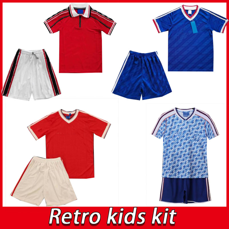 

Retro kids United 1998 1989 Soccer jersey child football Giggs SCHOLES Beckham RONALDO CANTONA Solskjaer HENRY ZIDANE 84 86 92 Man utd Children, Black