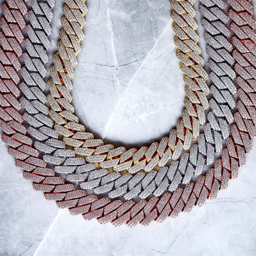 

High quality iced out men jewelry 5A cz hip hop micro pave 19mm cuban link chain big heavy chunky necklace for boy 220216