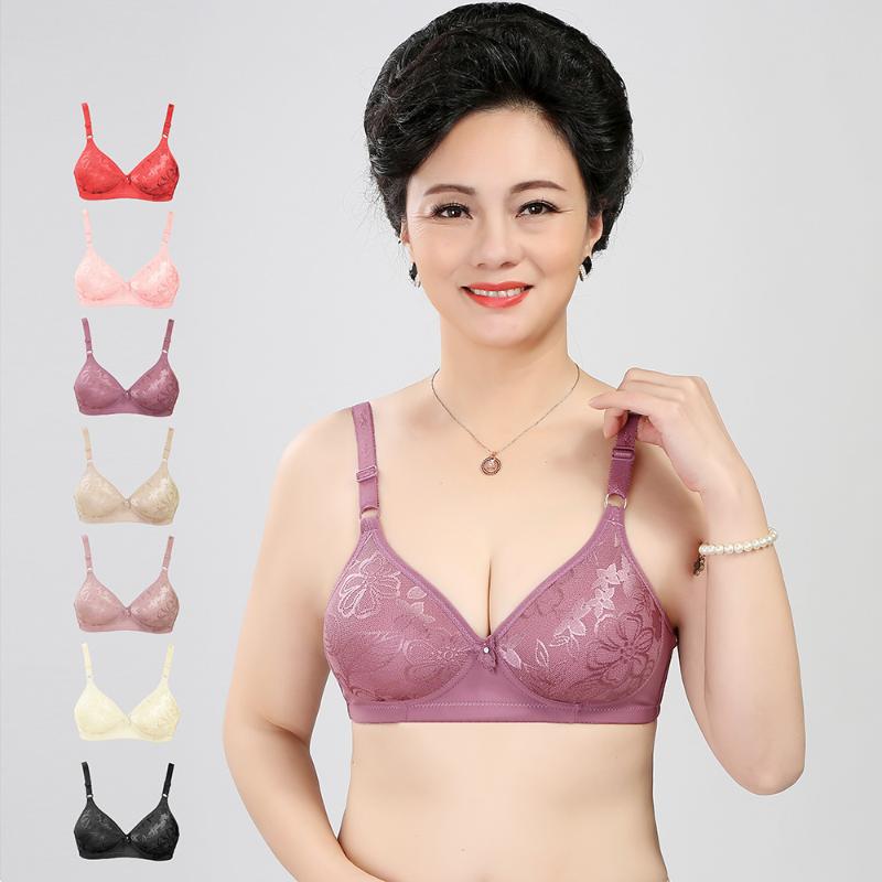 

Bras Womens Lingerie Sexy Bra Mother Wireless Brassiere Padded Middle-Aged Underwear Tops, Beige