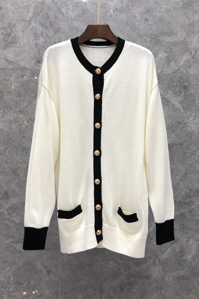 

Temperament Wild Sweet Knitted Sweater Womens Clothing Autumn European Goods New Mid-Length Cardigan Coat 9q, White