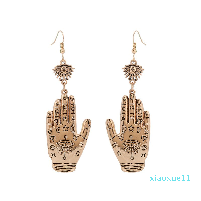 

Vintage Evil Eye Hasma Fatima Hand Lucky Hook Drop Earrings Pierced All Saints' Day Religious Fashion Jewelry