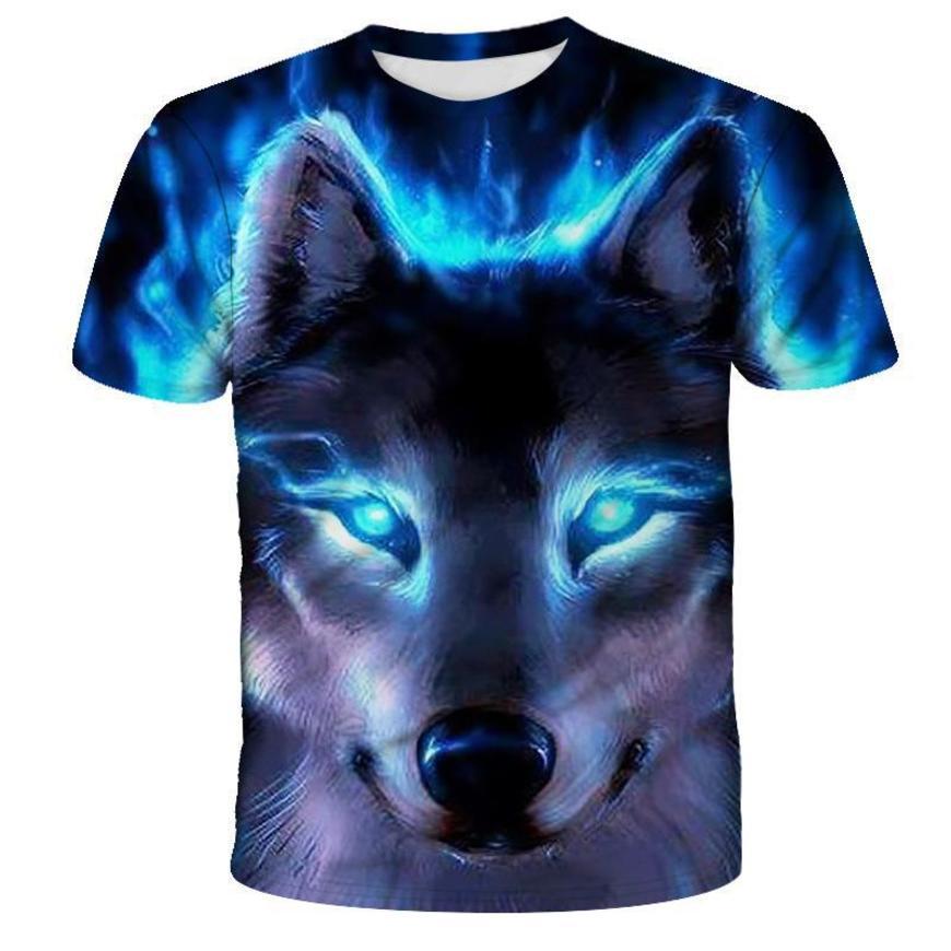 

2021 summer fashion wolf 3d t-shirt men's short sve customize 4bfd, White;black