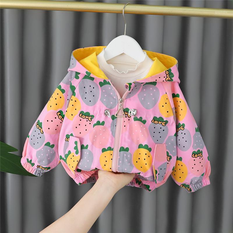 

Jackets 2021 Spring Autumn Baby Girls Coats Toddler Infant Clothing Kids Cute Cartoon Hooded Printed Jacket Children Casual Windbreaker, Blue;gray
