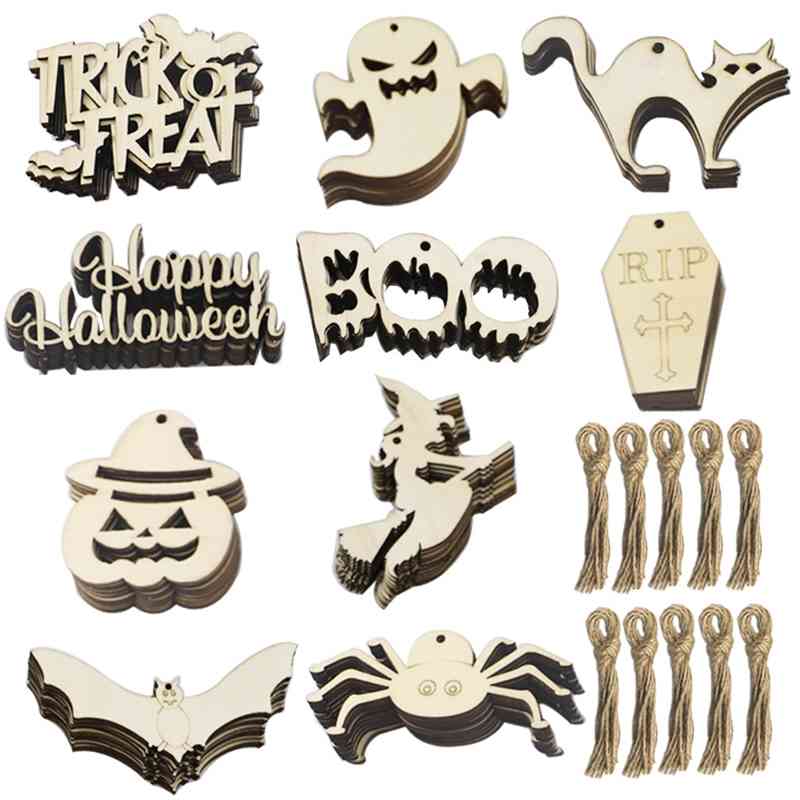 

Creative wooden crafts Party Decoration pendant home DIY Ghost Festival props Halloween decorations