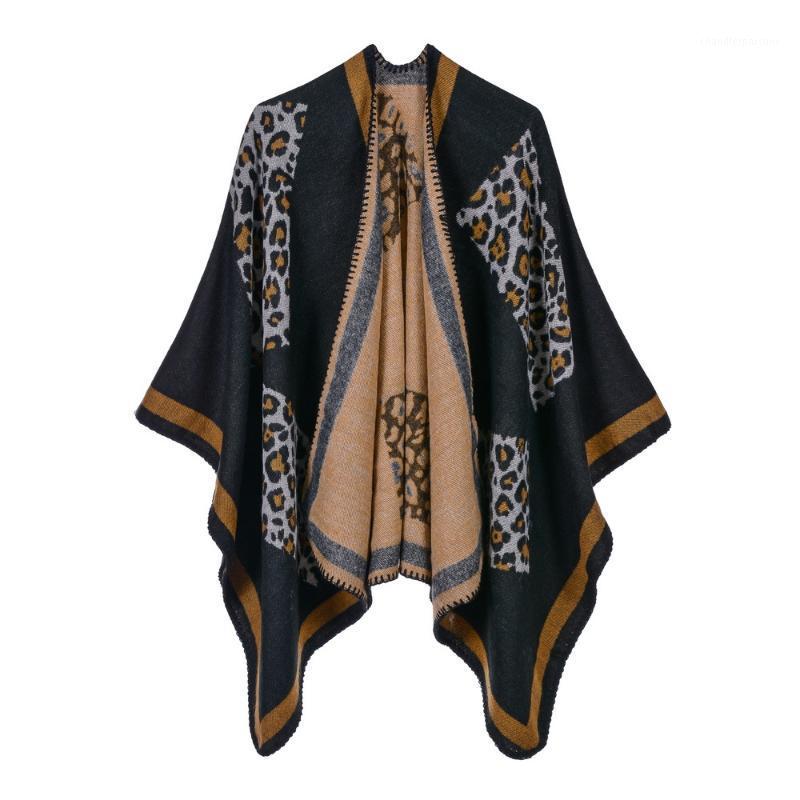 

Scarves Winter Women's Leopard Cashmere Head Scarf Outdoor Warm Shawl Cape Girls Outerwear Neck Warmer