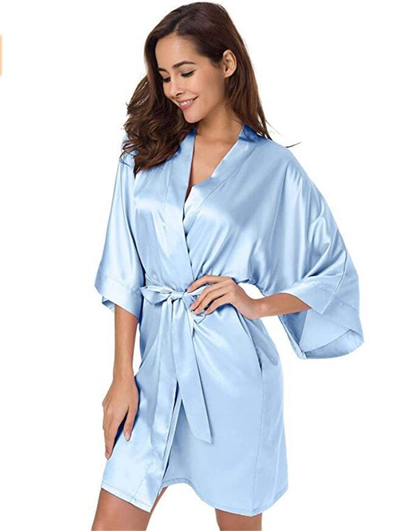 

Robes Satin Sleepwear Women Nightgown Sexy Nightdress Lady Bathrobe Gown, Black