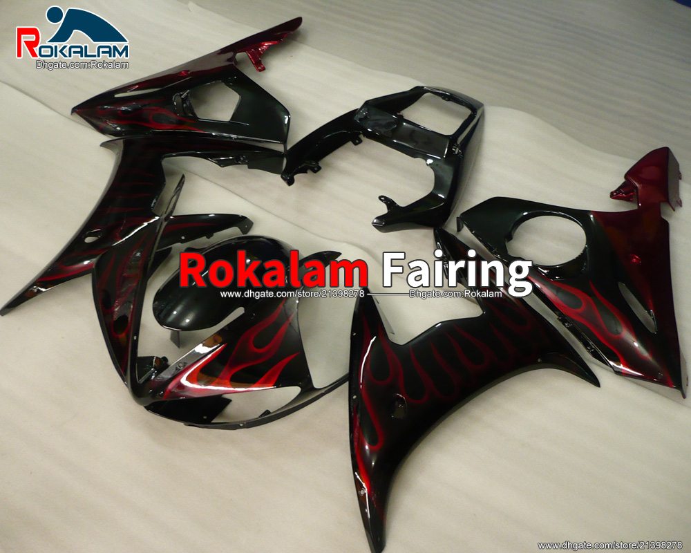 

Red Flame Body Covers For Yamaha YZFR6 YZF R6 2005 Fairings Set YZF-R6 05 YZF600 YZF 600 2005 Fairings (Injection Molding), Customize