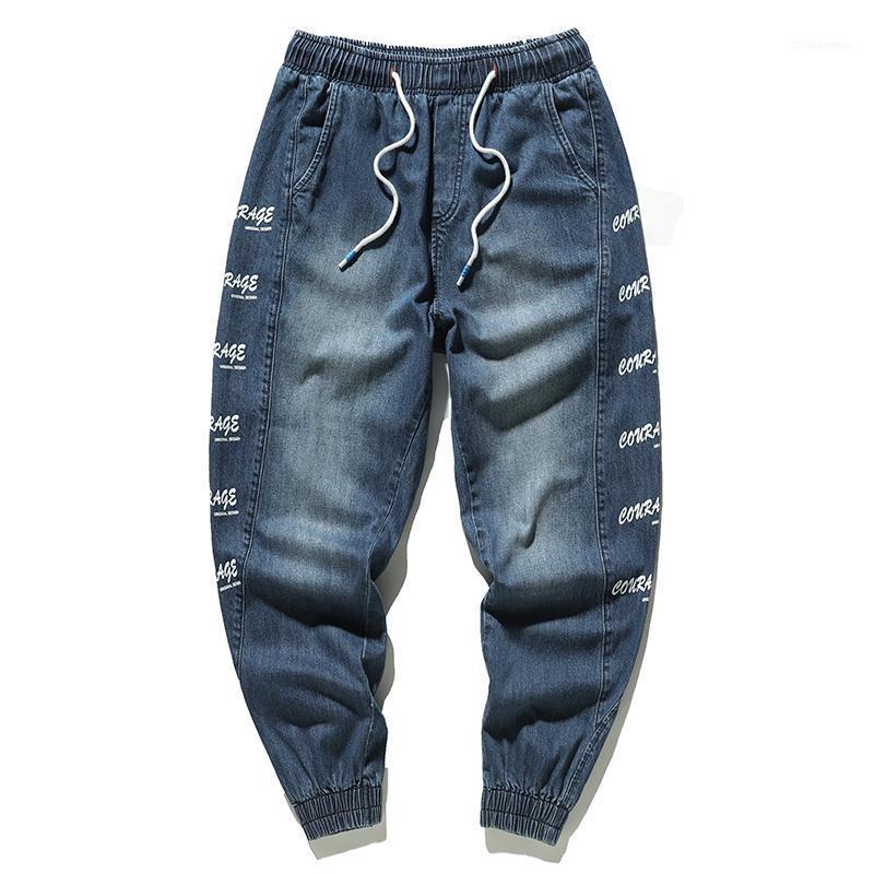 

Men' Jeans Hip Hop Letter Printing Trousers Loose Ankle Banded Pants Western Style Casual Fashion High Street Youth1, As pic