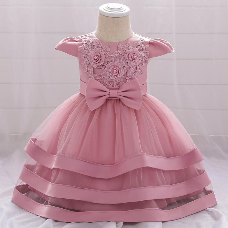 

Girl's Dresses Lace Wedding Summer Girls Dress 0-2 Years Girl Birthday Floral Party Princess Clothing Kids Costume, Red;yellow