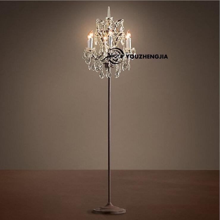 

Floor Lamps Modern American Retro Upscale K9 Crystal Candle Lamp Luxury El Villa Living Room Decoration Lighting Fixture