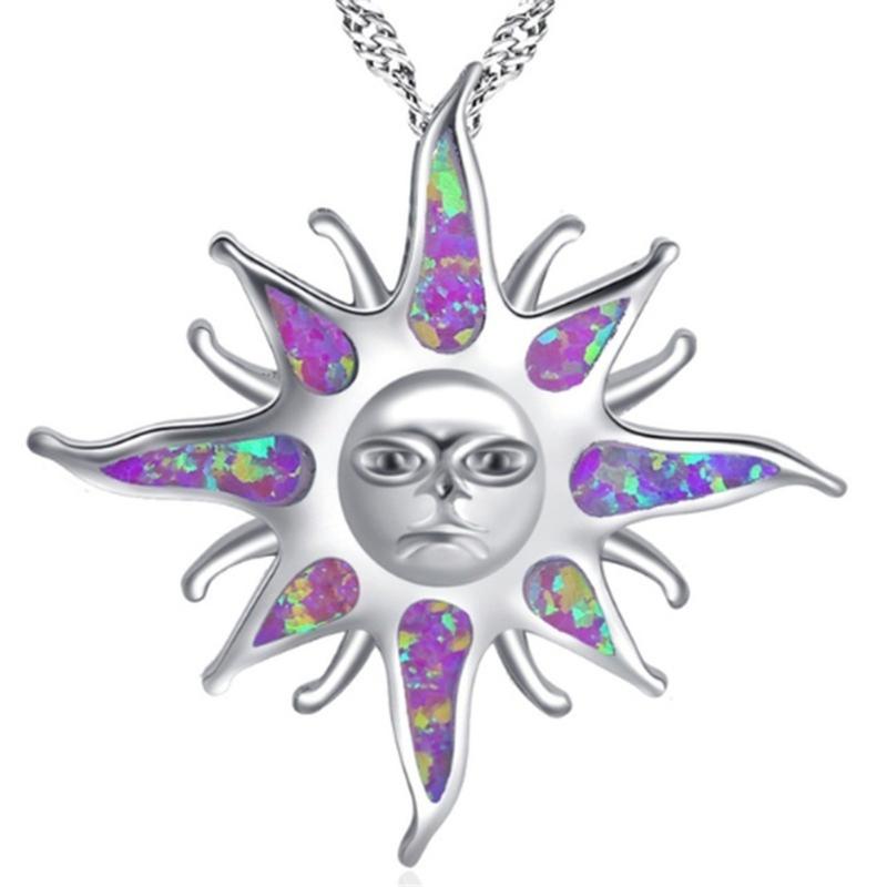 

Chains Fashion Zircon Sun Luxury Creative Pendant Romantic Temperament Necklace Women's Holiday Gift Jewelry Wholesale, Silver