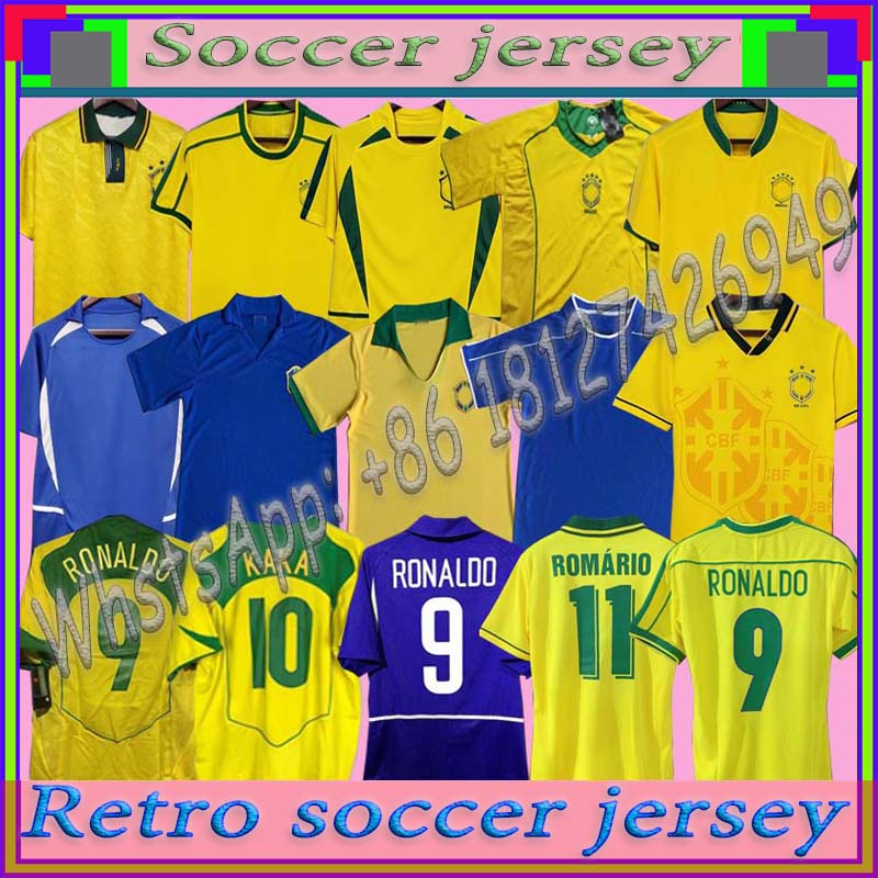 

1994 Brazil jerseys Rivaldo 1998 Brasil retro VINTAGE CLASSIC shirt Carlos Romario Ronaldo Ronaldinho 2002 Soccer Jersey camisa de futebol, Black;yellow
