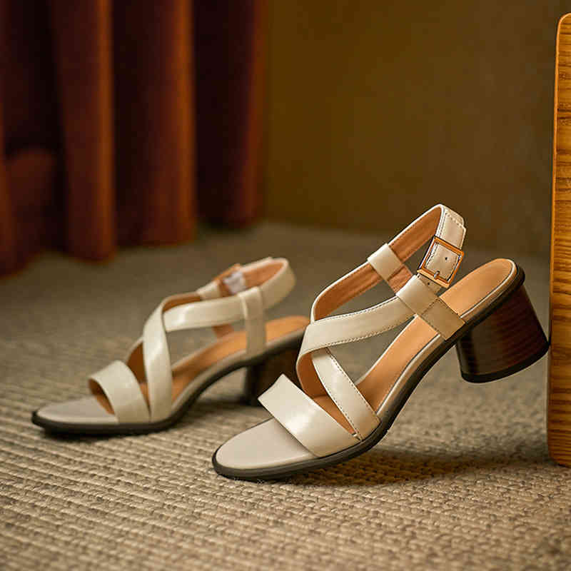 

sandals genuine leather basic women's shoes wear thick stilettos high heels sandals open toe will see female bombs size 34-42 mmcb, Black