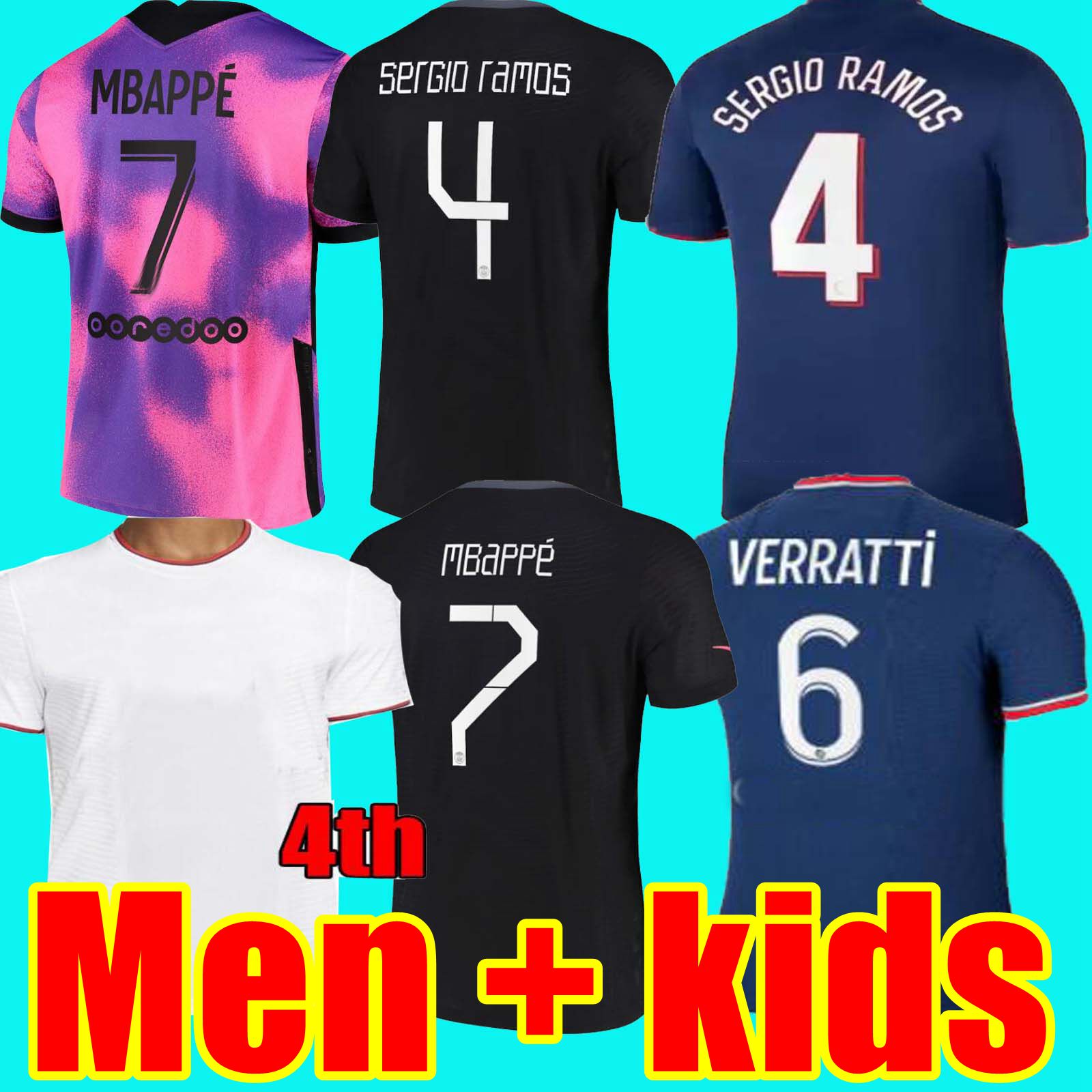 

PLAYER 30 10 MBAPPE 7 HAKIMI SERGIO RAMOS WIJNALDUM soccer jerseys 21 22 Maillots pSGS football shirt 2022 men + kids kit set with socks uniform enfants maillot de foot, 20/21 4th kids