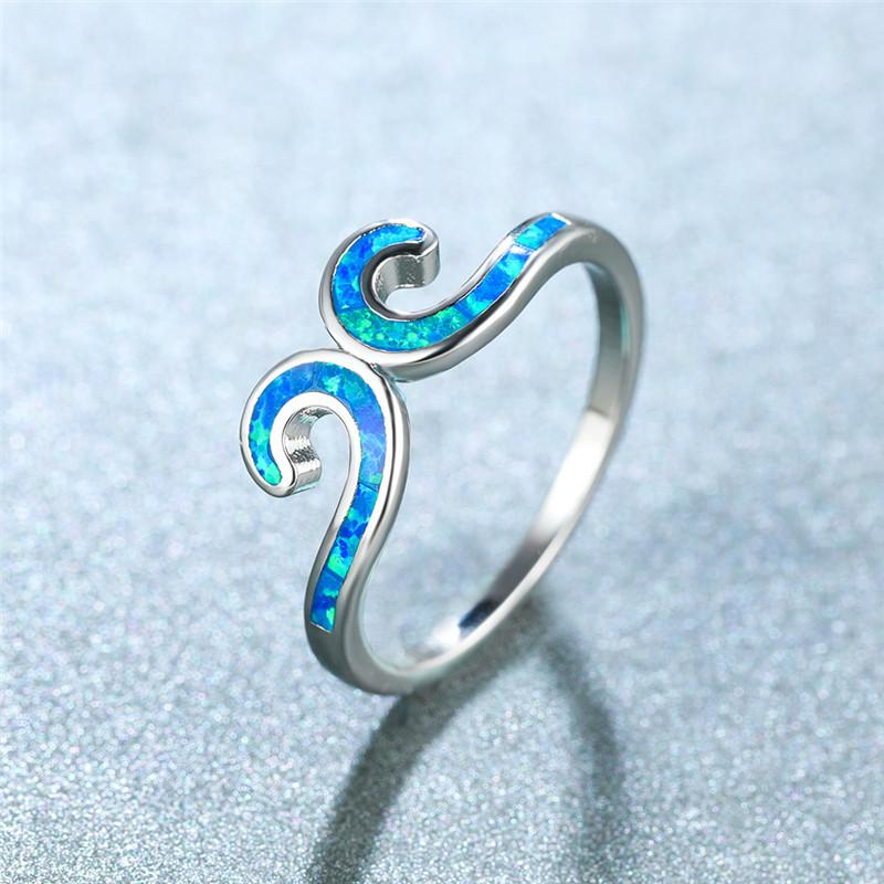 Wedding Rings Cute Female Blue White Fire Opal Ring Luxury Promise Love Engagement Boho Silver Color Band For Women Jewelry-image-709112616
