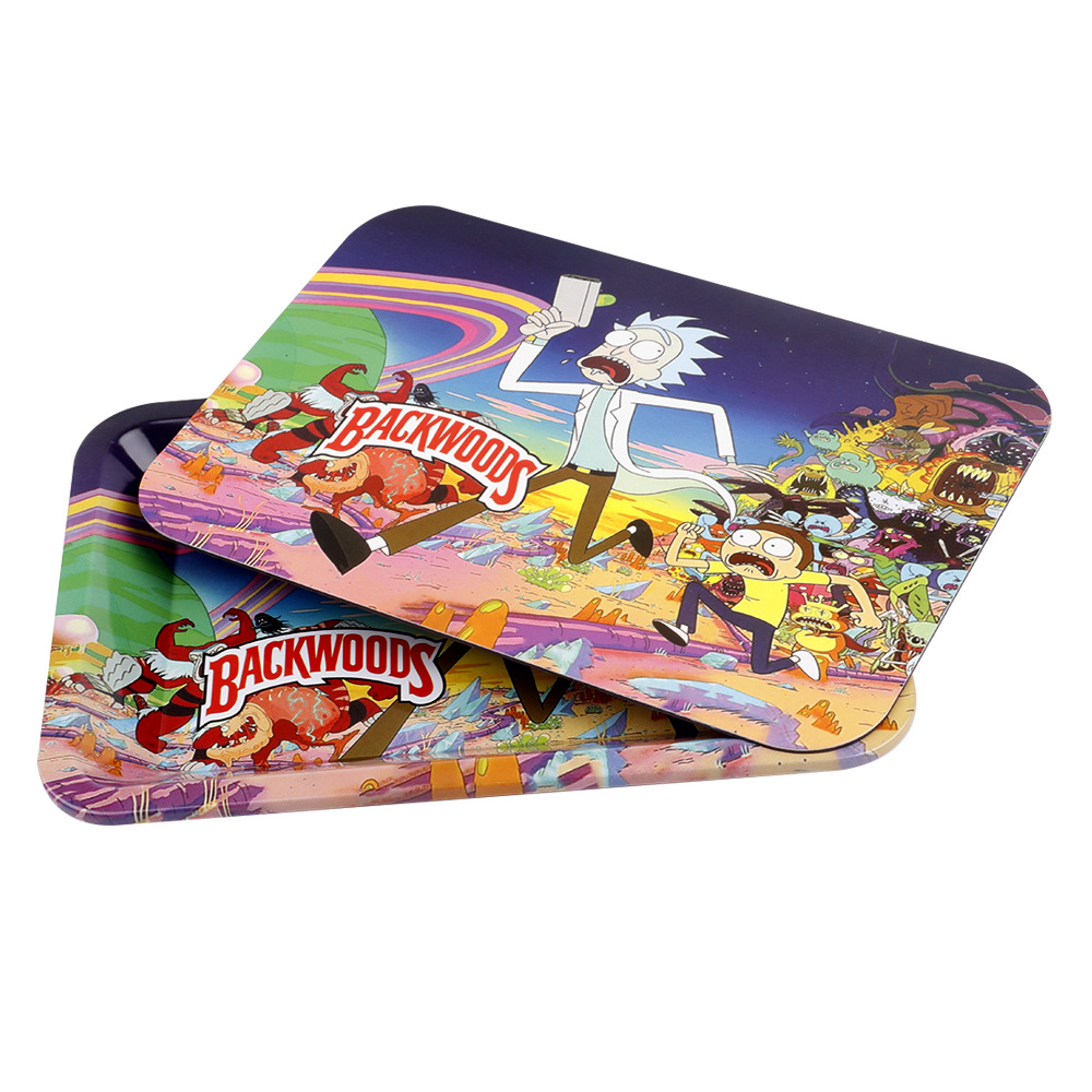 

Metal Rolling Trays with Magnetic Cover 18*12cm and 29*19cm for Smoking Pipes Mix Patterns Tobacco Tray Set