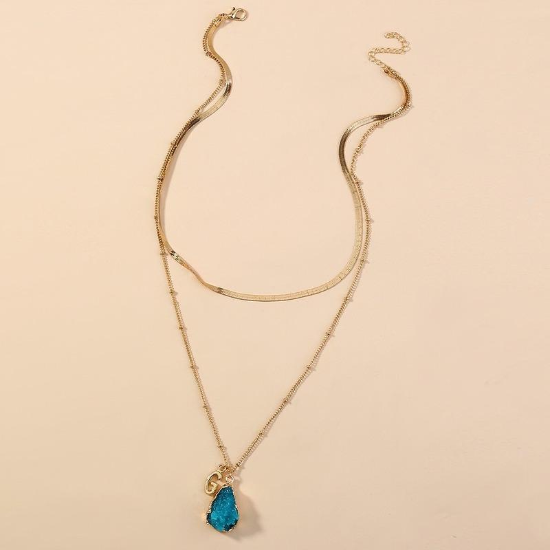 

Pendant Necklaces Personalized Fashion Fresh Stone Multilayer Necklace Letter Temperament Simple