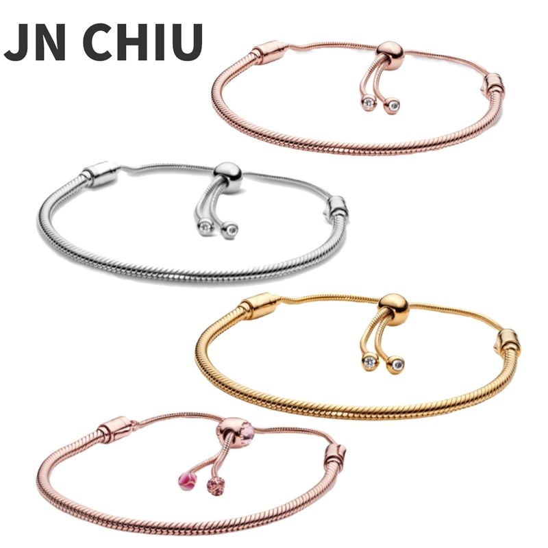 

100% 925 sterling silver women original Pando charm chain Snake bracelet heart style classic DIY jewelry