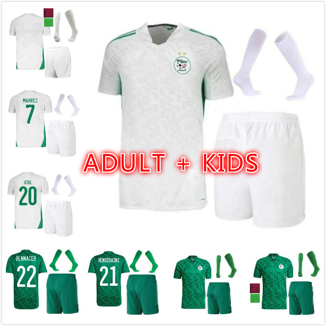 

adult kids kit 2021 2 stars African Cup Algeria SOCCER JERSEYS HOME AWAY AFCON MAHREZ FEGHOULI BRAHIMI BOUNEDJAH BOUAZZA algerie JERSEY FOOT, Black;yellow