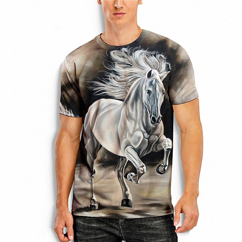 T-shirt pour hommes 3D Imprimer Graphique 3D Animal Cou rond Casual Imprimé quotidien à manches courtes Simple Classic Noir / Blanc / Été A5ox #