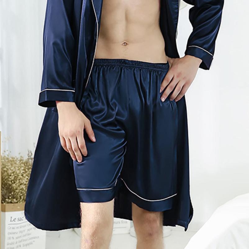 

Men's Sleepwear Men Silk Satin Sleep Boxer Bottoms Shorts Pajama Homewear Lounge Male Underwear Pijamas Hombre 2021, Navy