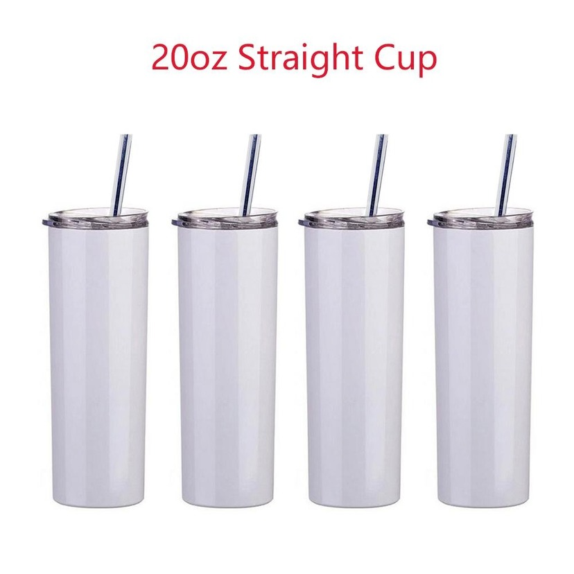 

US Stock 20oz sublimation Mug straight tumblers blanks white Stainless Steel Vacuum Insulated Slim DIY 20 oz Cup Car Coffee Mugs