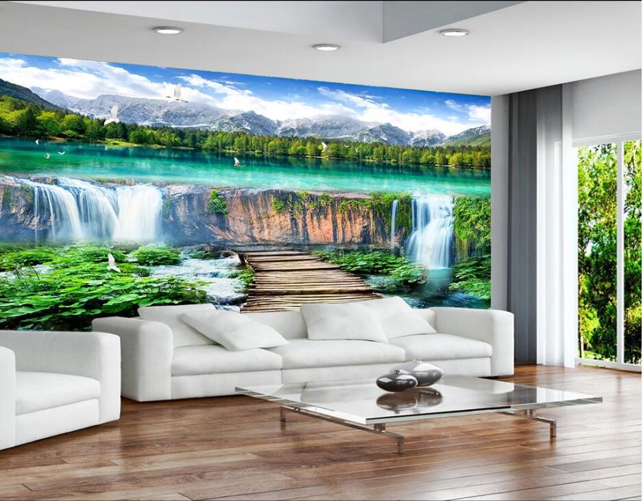 Custom wallpaper 3d mural flowing water wealth landscape background wall living room bedroom Papel de parede-image-717883911