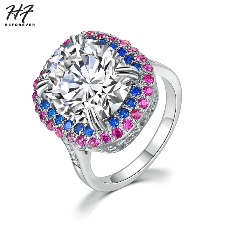

Cluster Rings American Ring For Women Red White Blue Color Big Cubic Zirconia Silver Wedding Gift Fashion Jewelry DZR004, Golden;silver